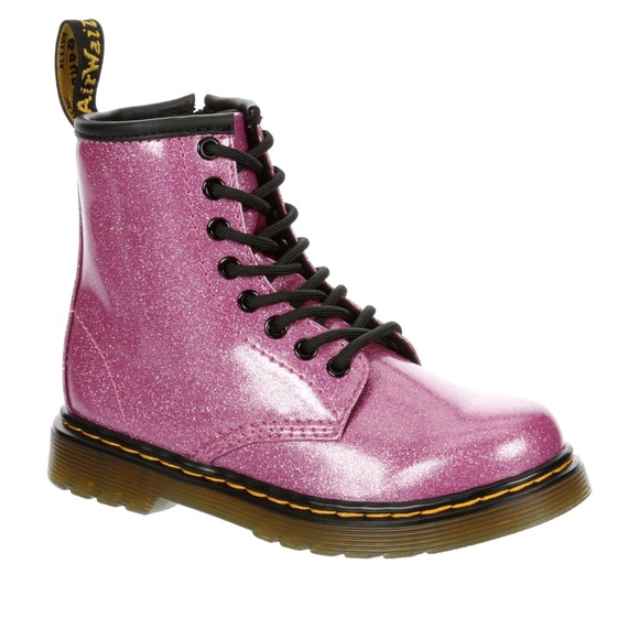 Pink Glitter Dr. Martens Combat Boots - Picture 1 of 10